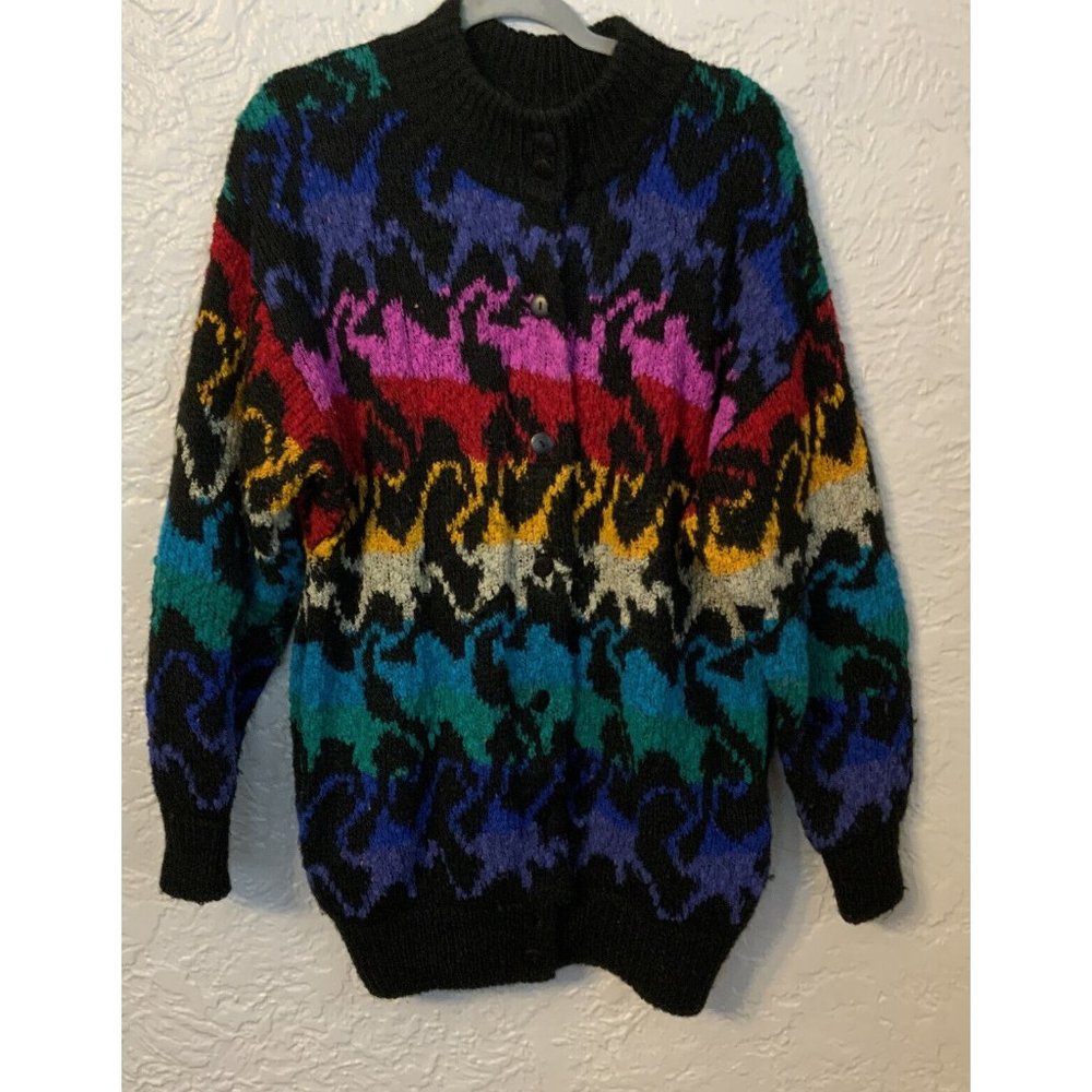 Eddie Dassin Womend black /every color button sweater size M